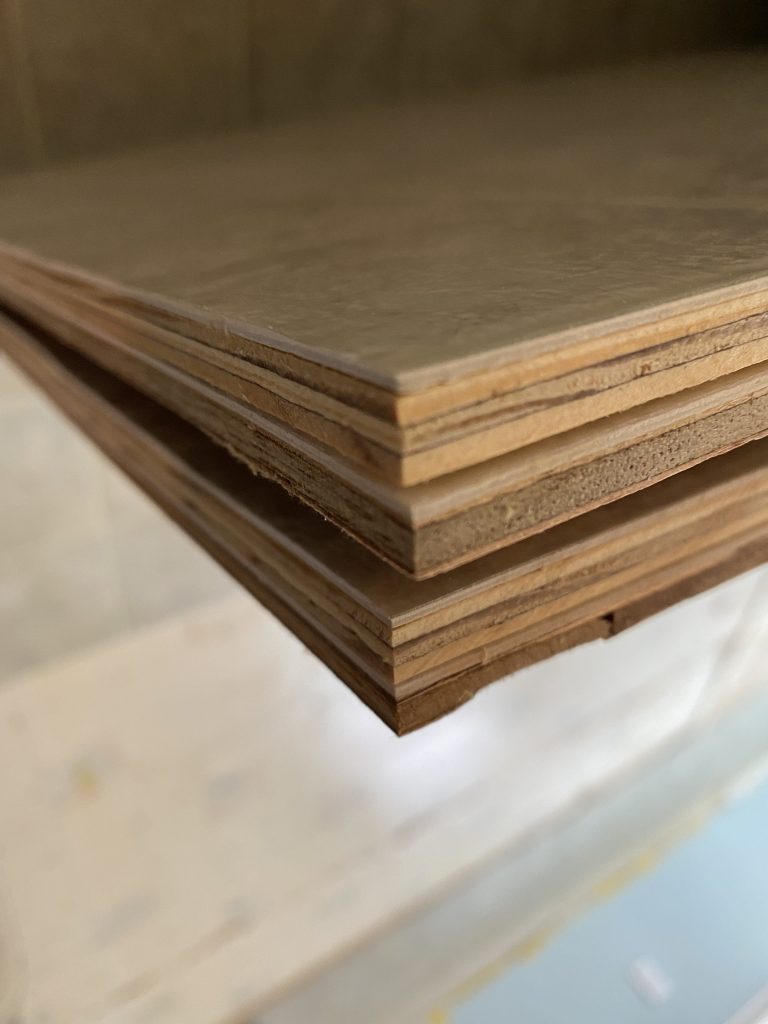 Linoleum sandwich: linoleum, luan, linoleum, luan, linoleum