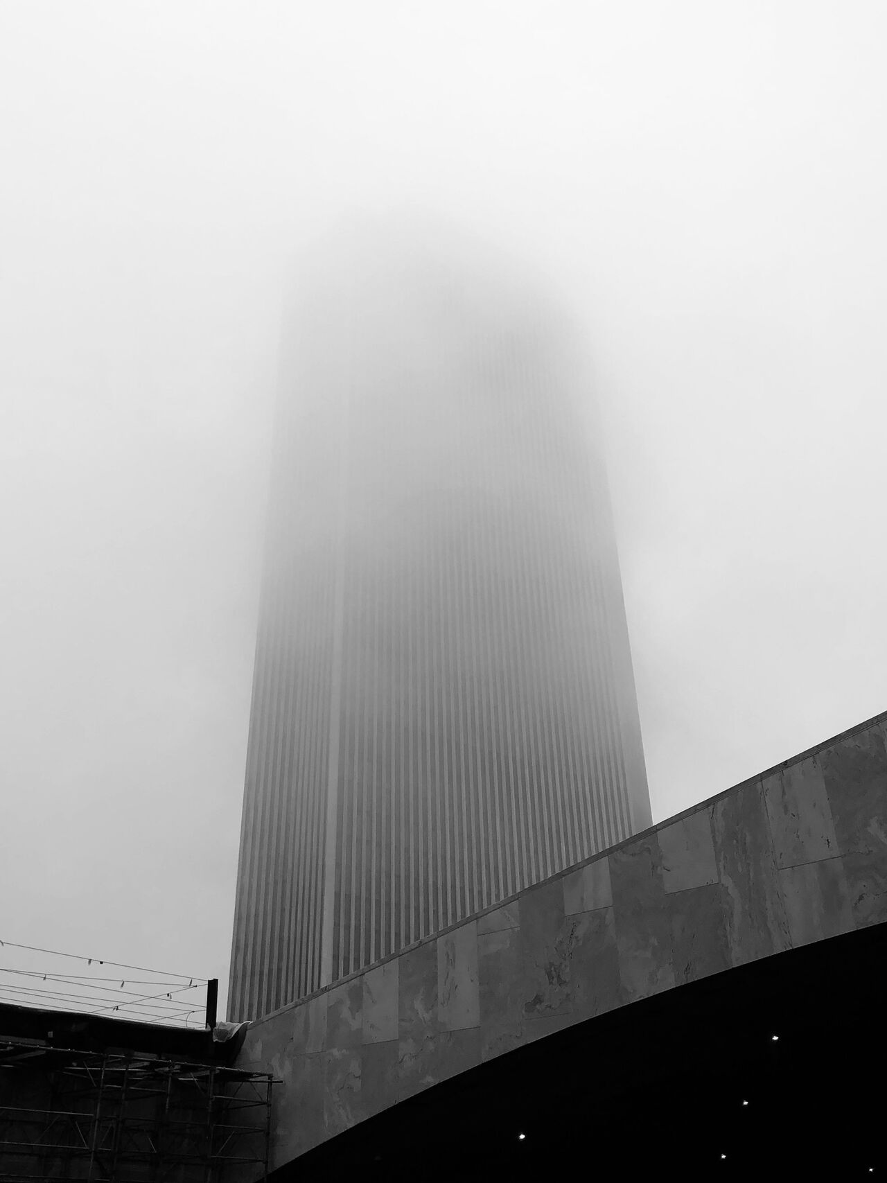 Corning Tower in Albany shrouded in mist