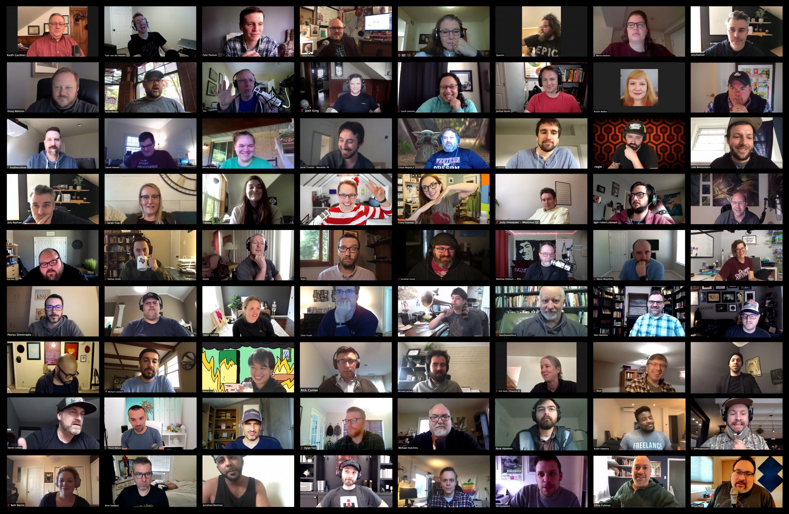 a collage of lots of Zoom screenshots