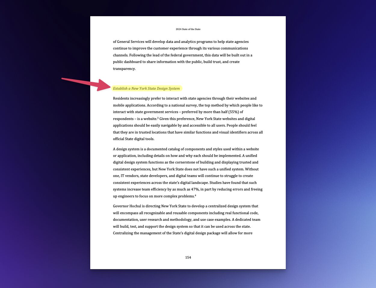 New York State 2024 State of the State design system priority